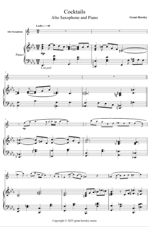 Cocktails. Original for Alto Saxophone and Piano.