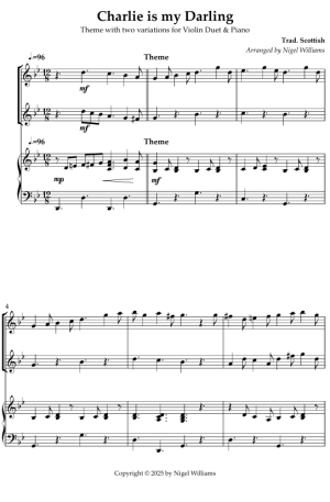 Charlie is my Darling, for Violin Duet & Piano