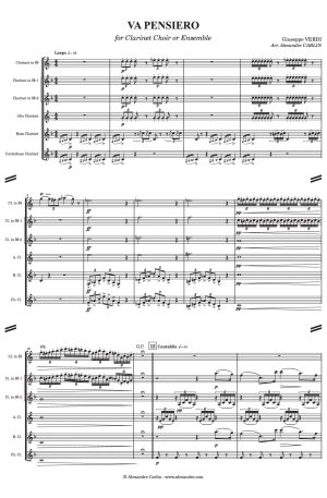 Va Pensiero from Verdi’s Nabucco – Arranged for Clarinet Choir or Ensemble