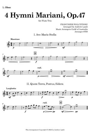 Franciszek Walczyński | 4 Hymni Mariani, Op.47 | for Oboe Trio