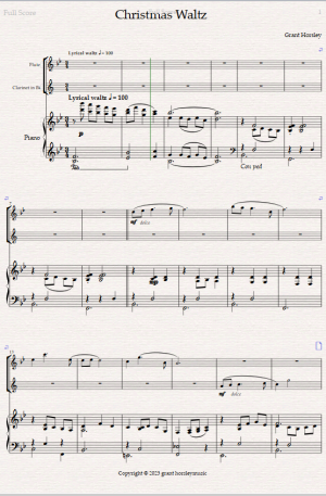 Christmas Waltz. For Flute, Clarinet and Piano.