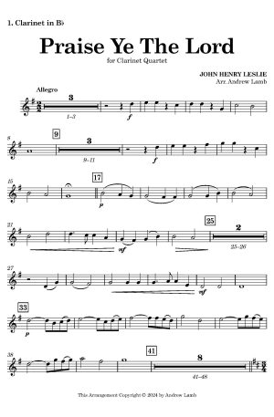 Home John Henry LESLIE | Praise Ye The Lord | Clarinet Quartet