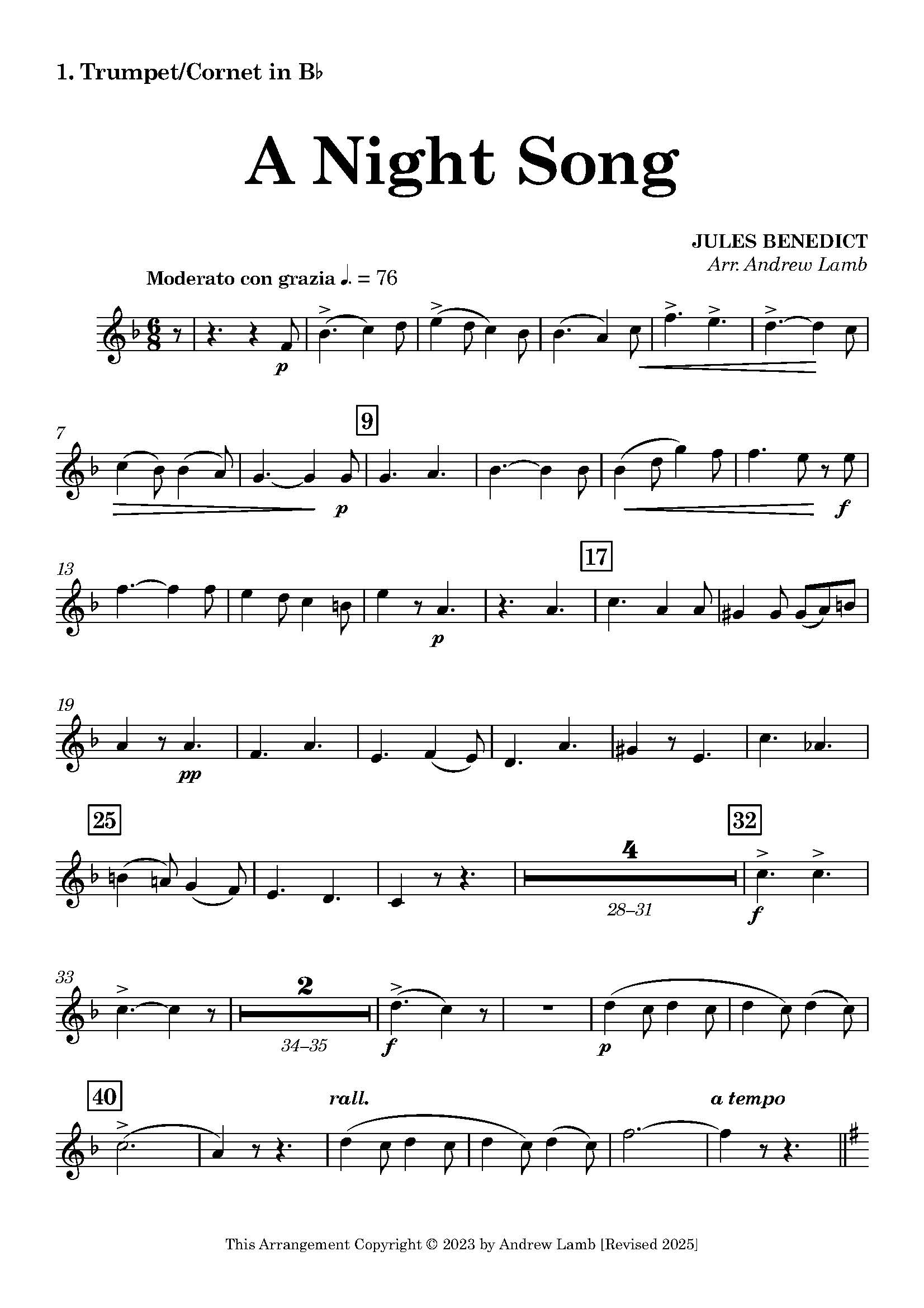 Jules BENEDICT | A Night Song | Brass Quartet - Image 2