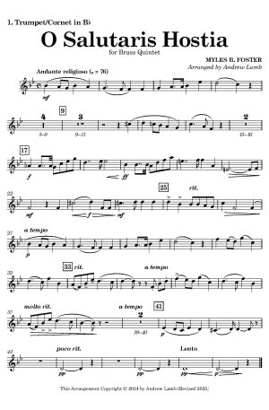 Myles Birket FOSTER | O Salutaris Hostia | Brass Quintet