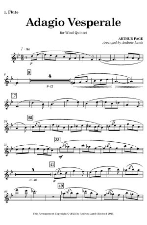 Arthur PAGE | Adagio Vesperale | Wind Quintet