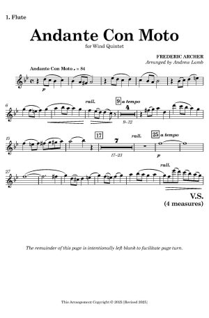 Frederic ARCHER | Andante Con Moto | Wind Quintet