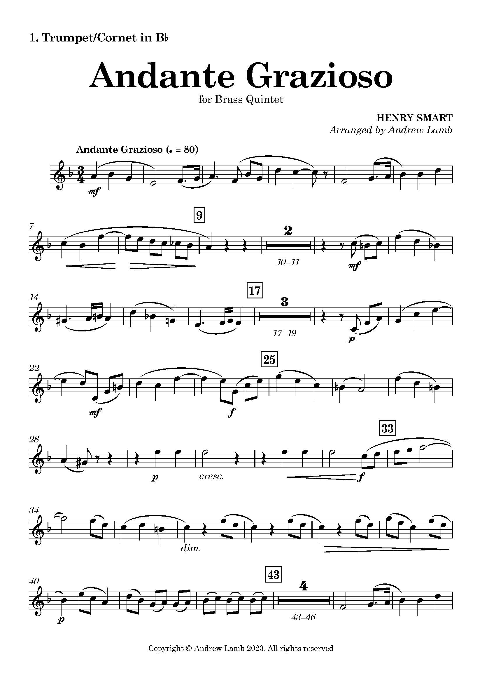 Henry Smart | Andante Grazioso (Prelude) | Brass Quintet - Image 2