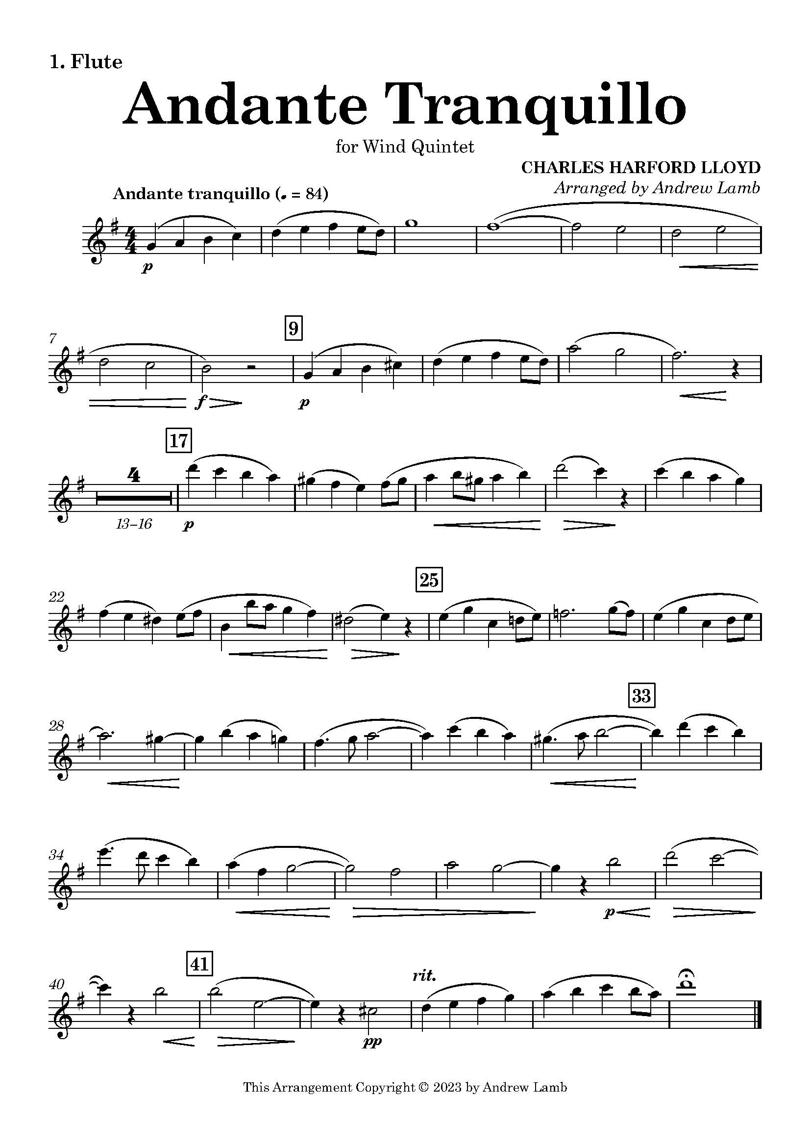 Andante Tranquillo (by Charles Harford Lloyd, arr. for Wind Quintet) - Image 2