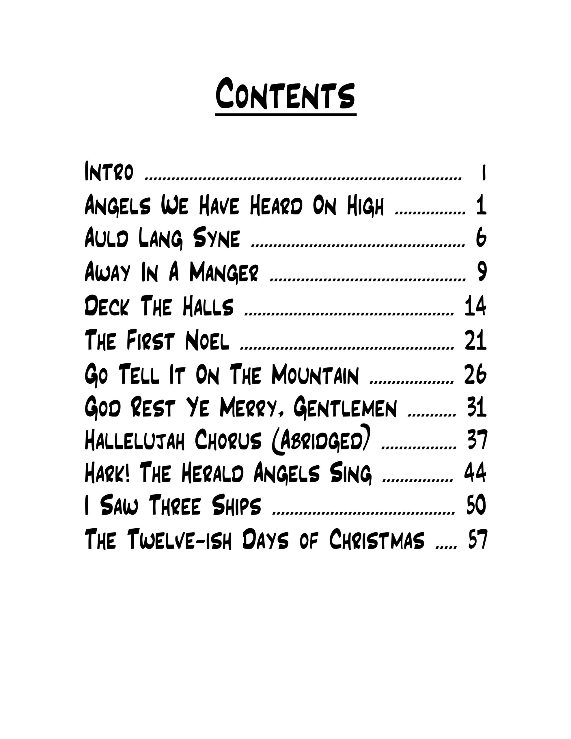 11 Christmas Songs for SSAA A Cappella - Contents