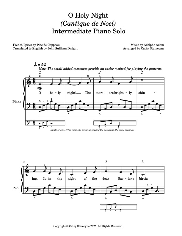 O Holy Night (Cantique de Noel) (Intermediate Piano Solo) - Image 2