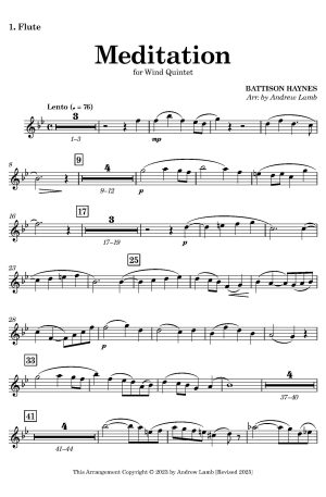 Battison Haynes | Meditation | for Wind Quintet