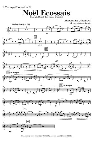 Alexandre Guilmant | Noël Ecossais (Scotch Carol) |for Brass Quintet
