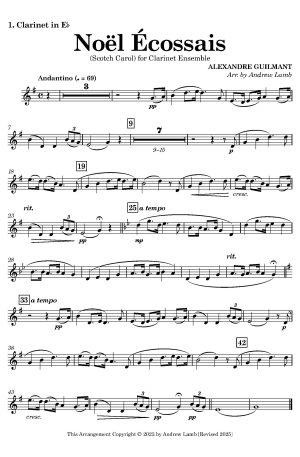 Alexandre GUILMANT | Noël Ecossais (Scotch Carol) | Clarinet Quintet