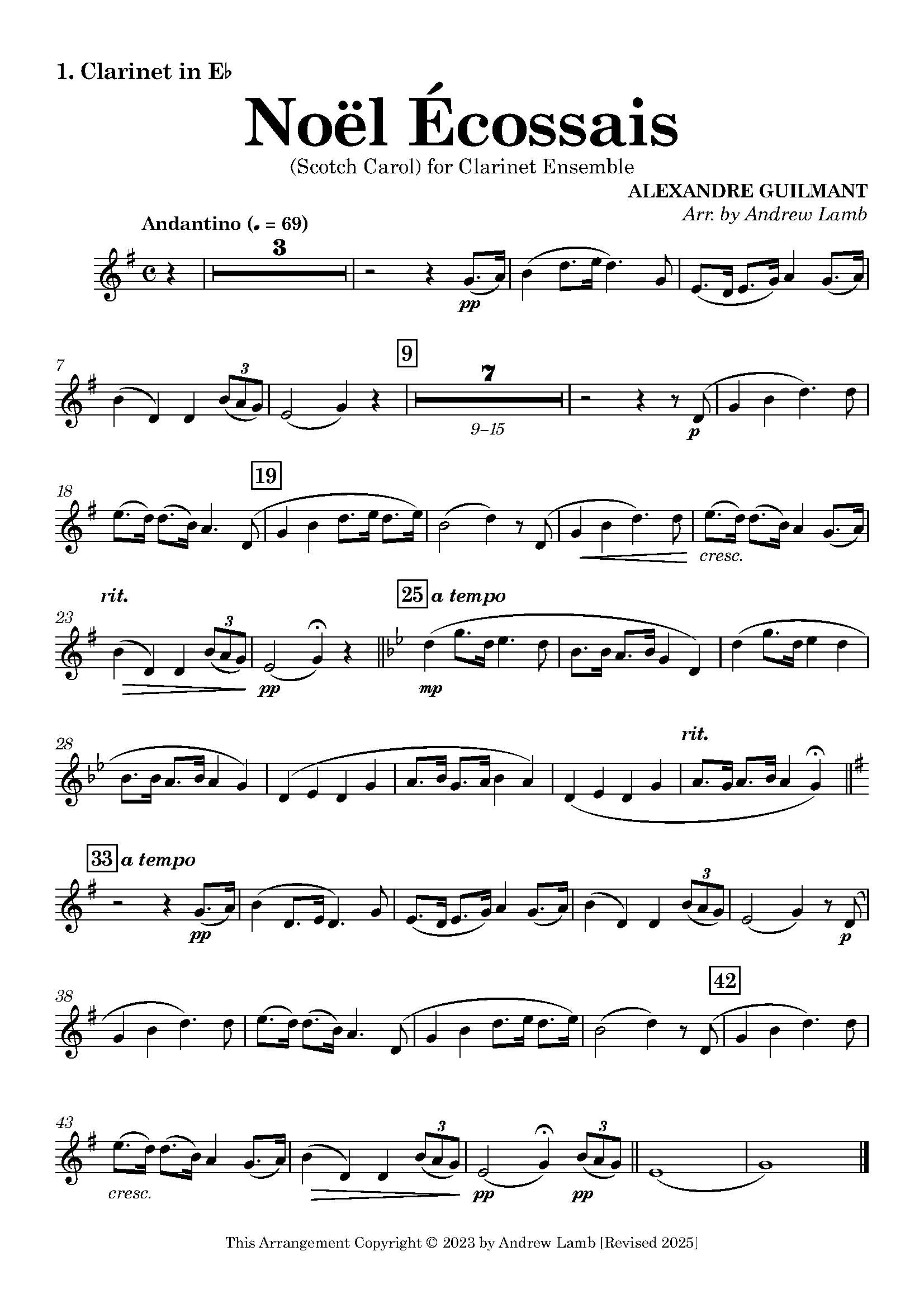 Alexandre GUILMANT | Noël Ecossais (Scotch Carol) | Clarinet Quintet - Image 2