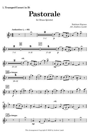 Battison Haynes | Pastorale | for Brass Quintets Quintet)