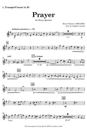 Bruce Steane | Prayer | for Brass Quintet