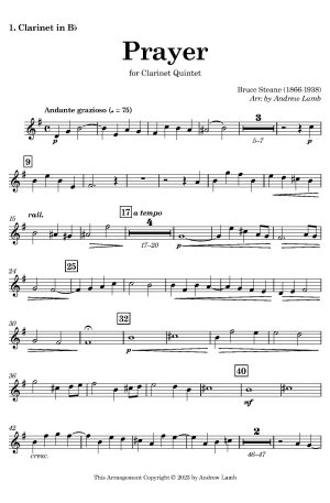 Bruce Steane | Prayer (Introductory Voluntary) | for Clarinet Quintet