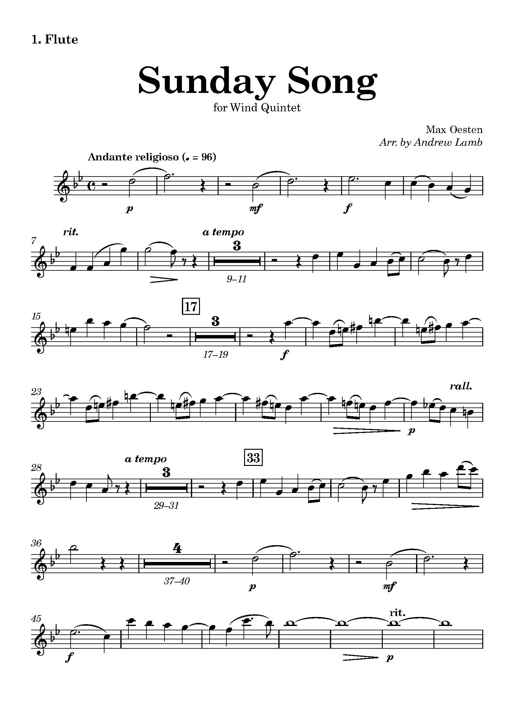 Max Oesten | Sunday Song | for Wind Quintet - Image 2