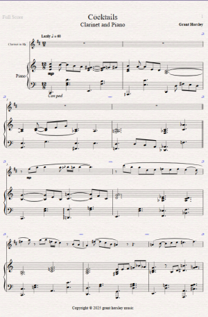 Cocktails. For Clarinet and Piano.