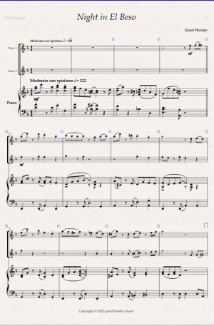 Night in El Beso. A Tango for Flute Duet and Piano.