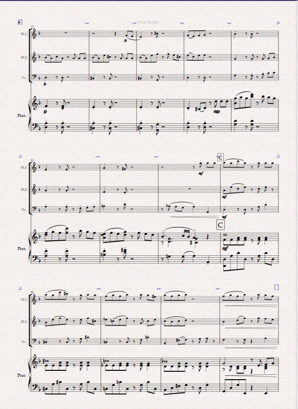 Night in El Beso. A Tango for Mixed Quartet (2 Flutes, Cello, Piano) - Image 3