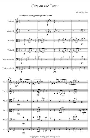 Cats on the Town. For String Sextet/Ensemble.
