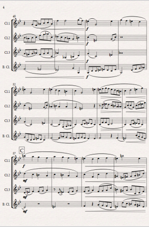 Aria. For Clarinet Quartet (3 Bb Clarinets and Bass Clarinet).