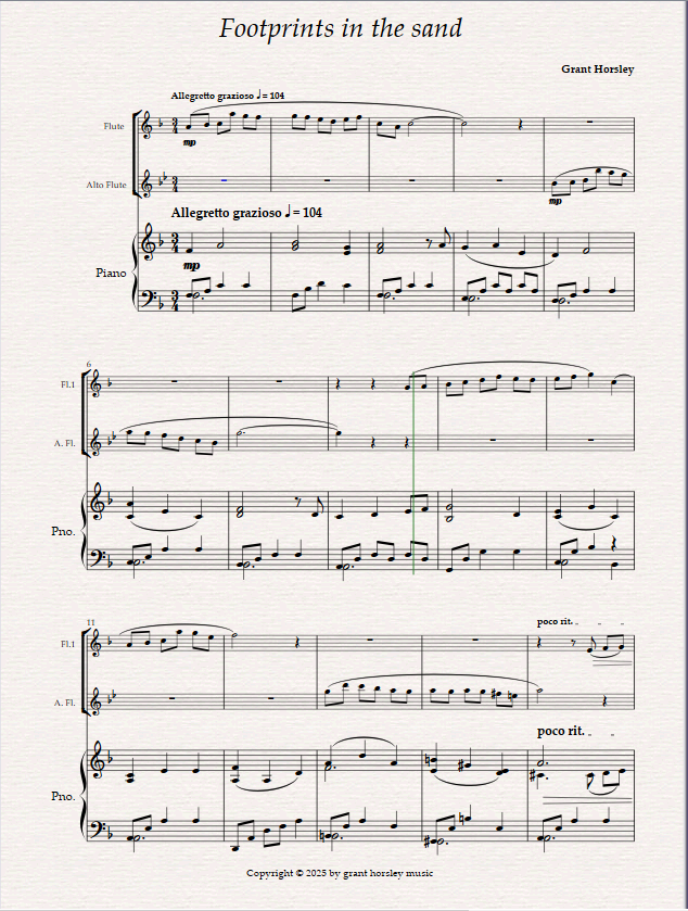 Footprints in the sand. For Flute, Alto Flute and Piano - Image 2