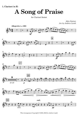 John Stainer | A Song of Praise | Clarinet Sextet