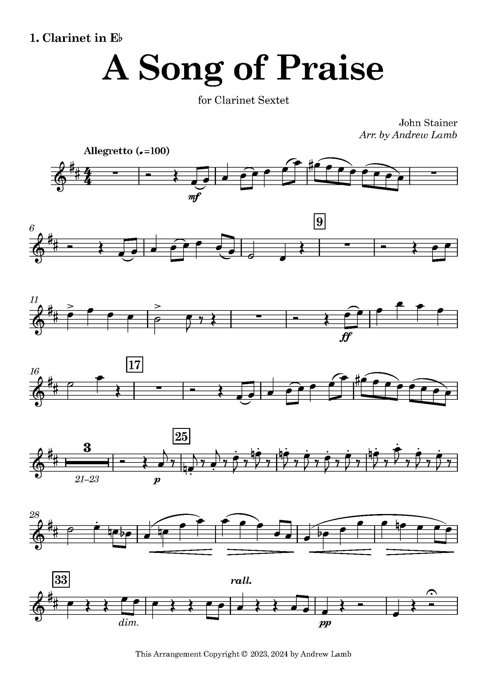 John Stainer | A Song of Praise | Clarinet Sextet - Image 2