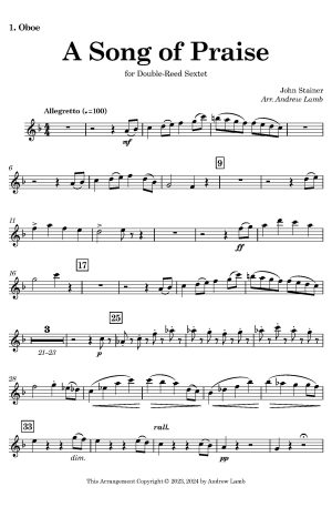 John Stainer | A Song of Praise | for Double-Reed Sextet