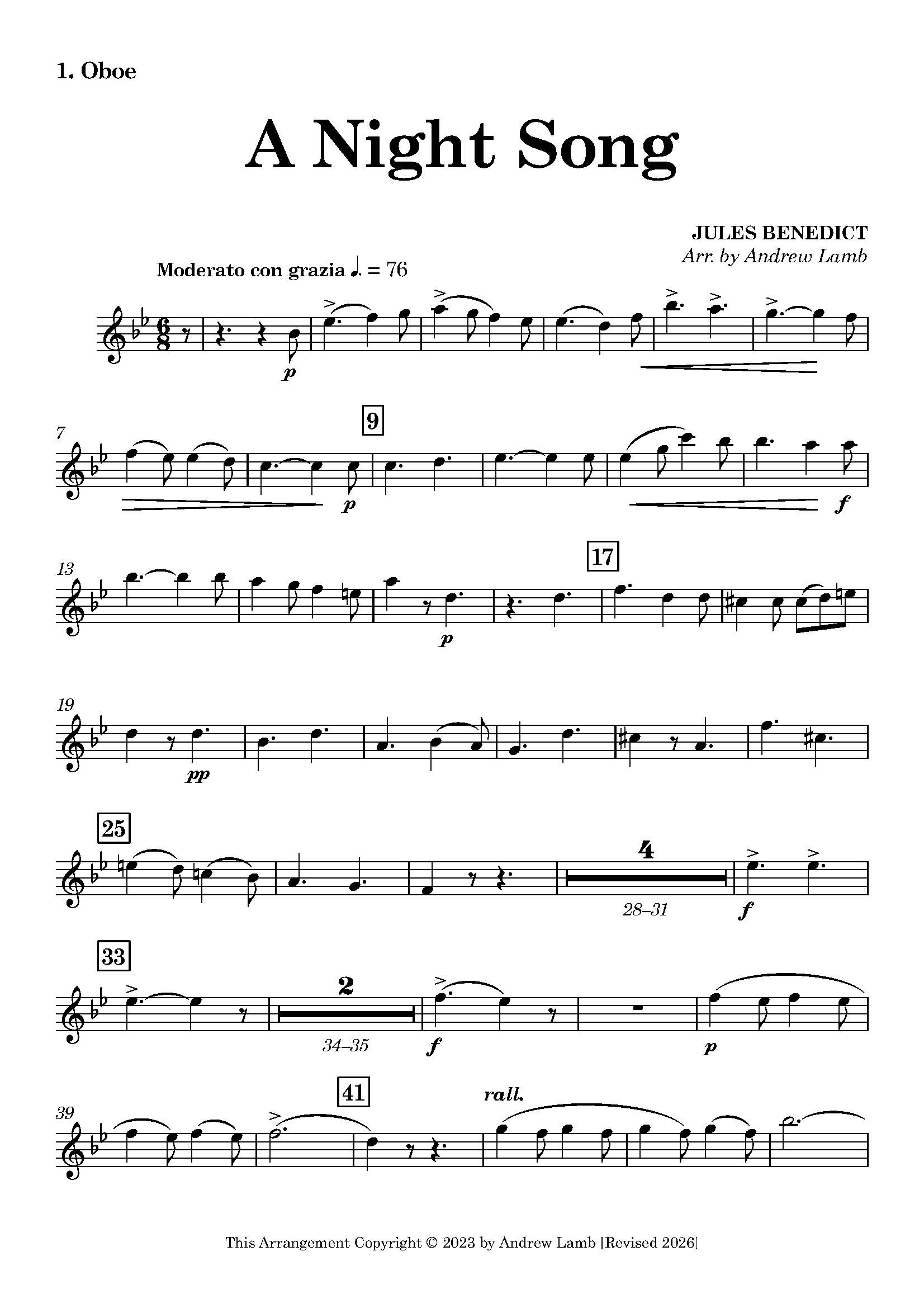 Jules Benedict | A Night Song | for Double-Reed Quartet - Image 2