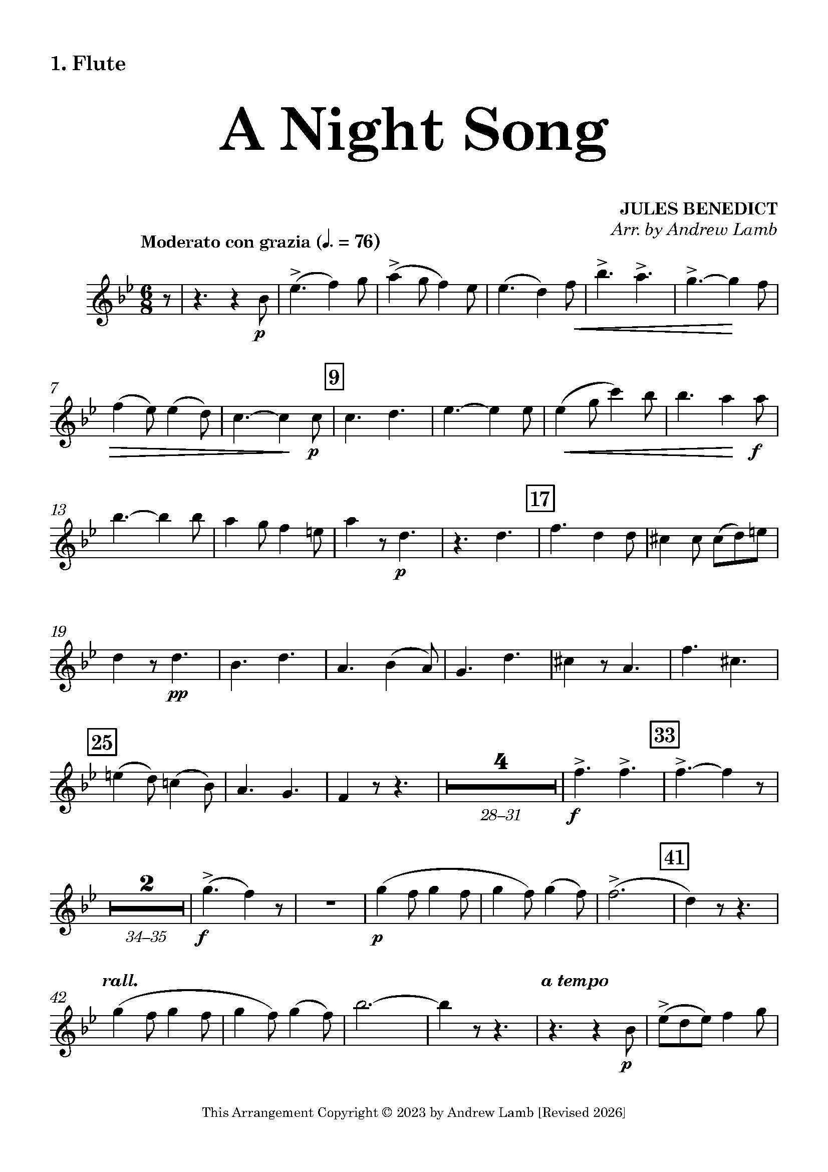 Jules Benedict | A Night Song | for Flute Quartet - Image 2