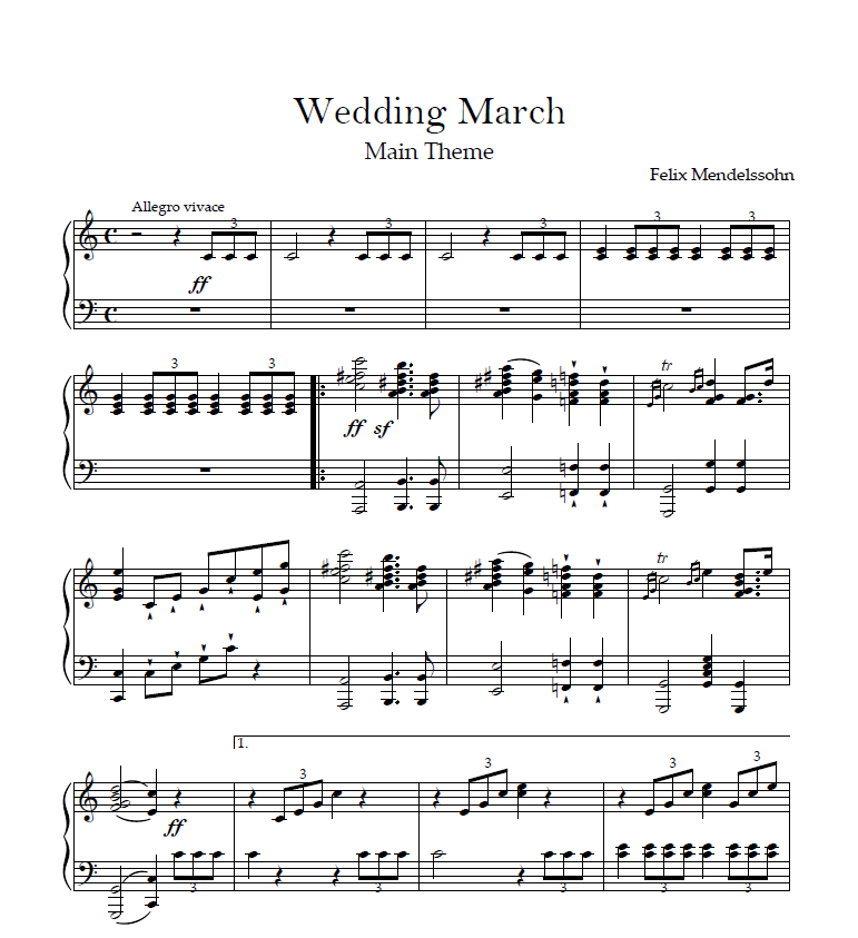 Wedding March – Main Theme | Sheet Music PDF