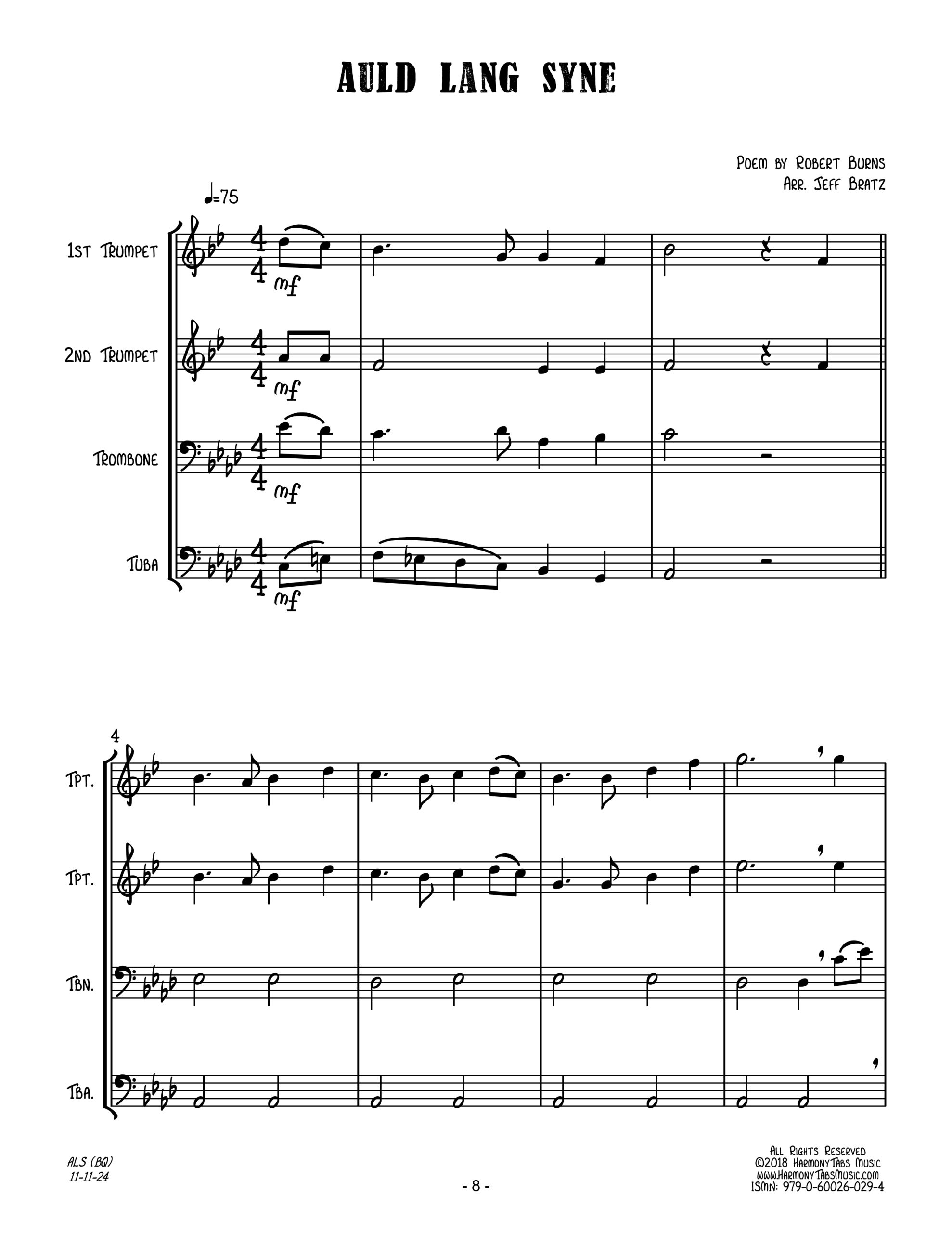 Auld Lang Syne (Brass Quartet) - Image 2