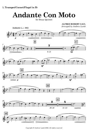 Alfred Robert Gaul | Andante Con Moto (arr. for Brass Quintet)