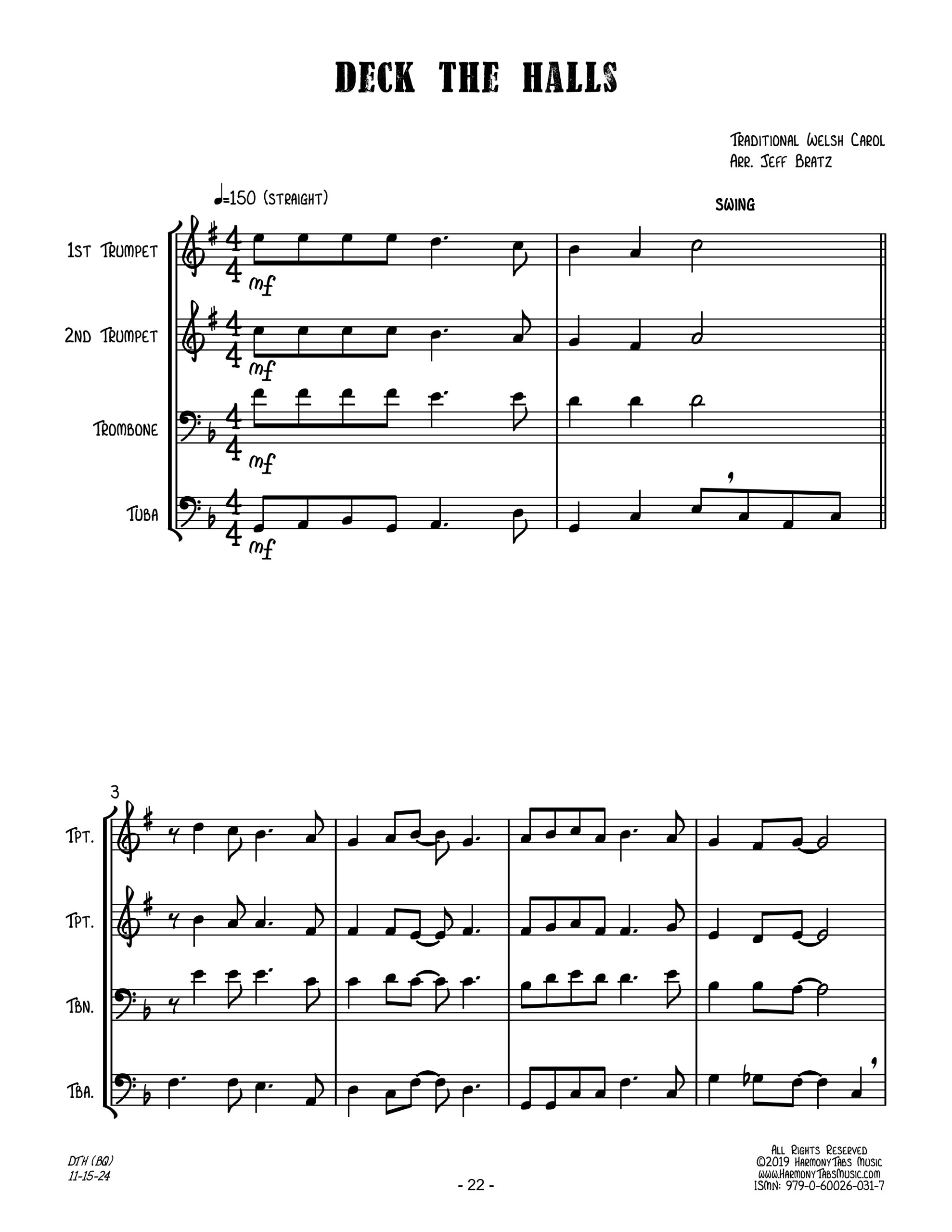 Deck The Halls (Brass Quartet)