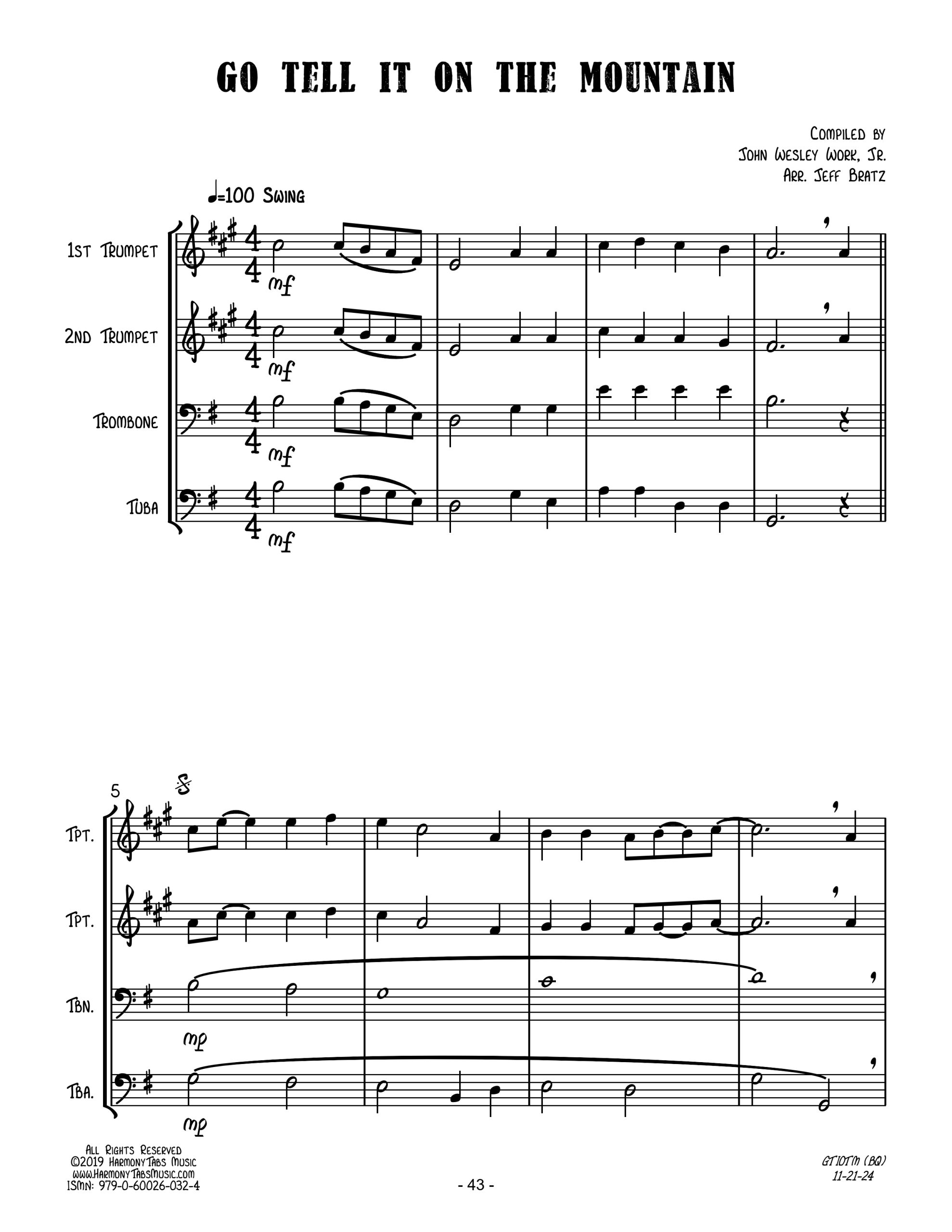 Go Tell It On The Mountain (Brass Quartet) - Image 2