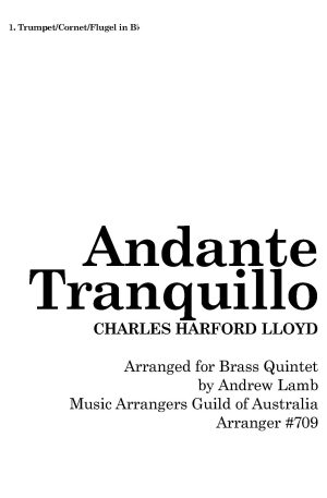 Andante Tranquillo (by Charles Harford Lloyd, arr. for Brass Quintet)