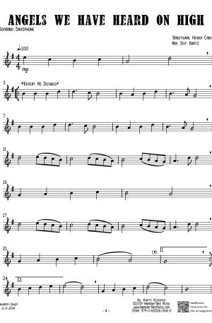 Angels We Have Heard On High (SATB Sax Quartet)
