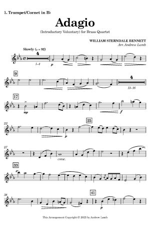 William Sterndale Bennett | Adagio (Introductory Voluntary) [arr. for Brass Quintet]