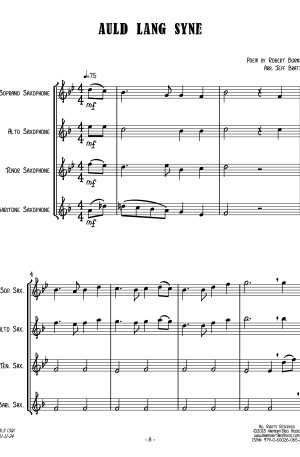 Auld Lang Syne (SATB Sax Quartet)