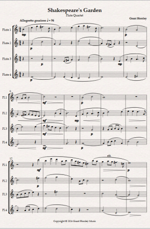 Shakespeare’s Garden. For Flute Quartet (4 C Flutes)