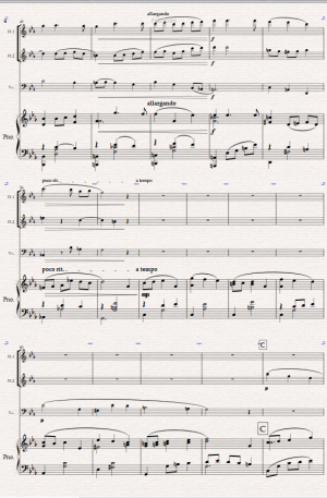Nocturne for Mixed Quartet. 2 C Flutes, Cello or (Bassoon) and Piano.