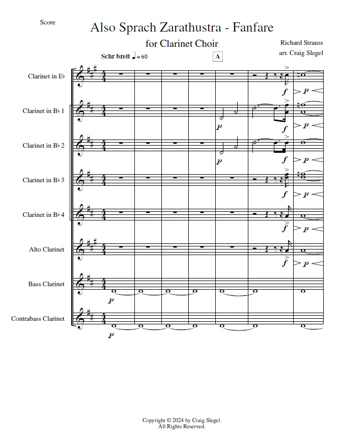 Also Sprach Zarathustra - Fanfare for Clarinet Choir - Image 2
