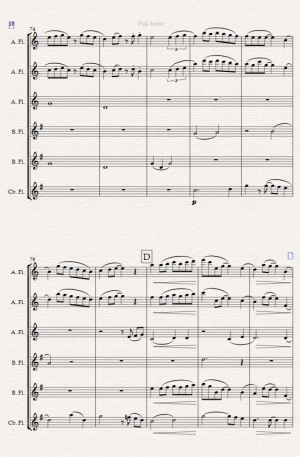 Jacaranda. A Tango for Low Flute Ensemble (3 Altos, 2 Basses & Contrabass Flute)