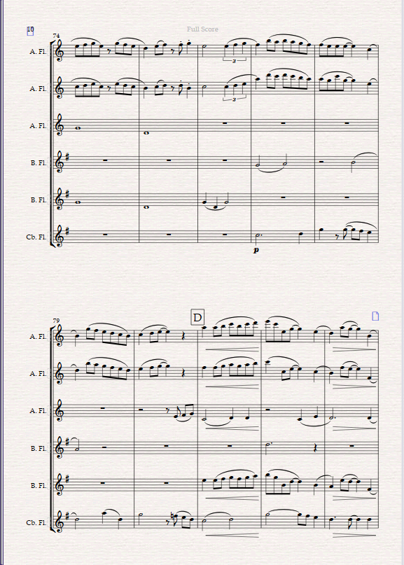 Jacaranda. A Tango for Low Flute Ensemble (3 Altos, 2 Basses & Contrabass Flute) - Image 3