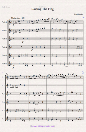 Raising The Flag. For Flute Ensemble (Six C Flutes)