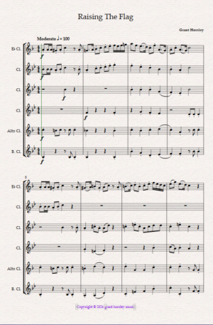 Raising The Flag. For Clarinet Choir.