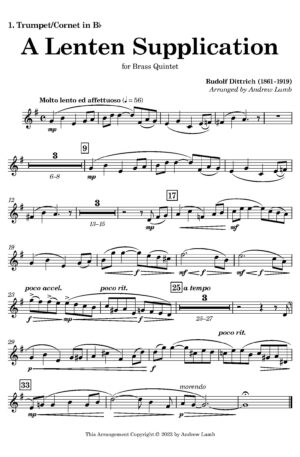 Rudolf Dittrich | A Lenten Supplication | for Brass Quintet